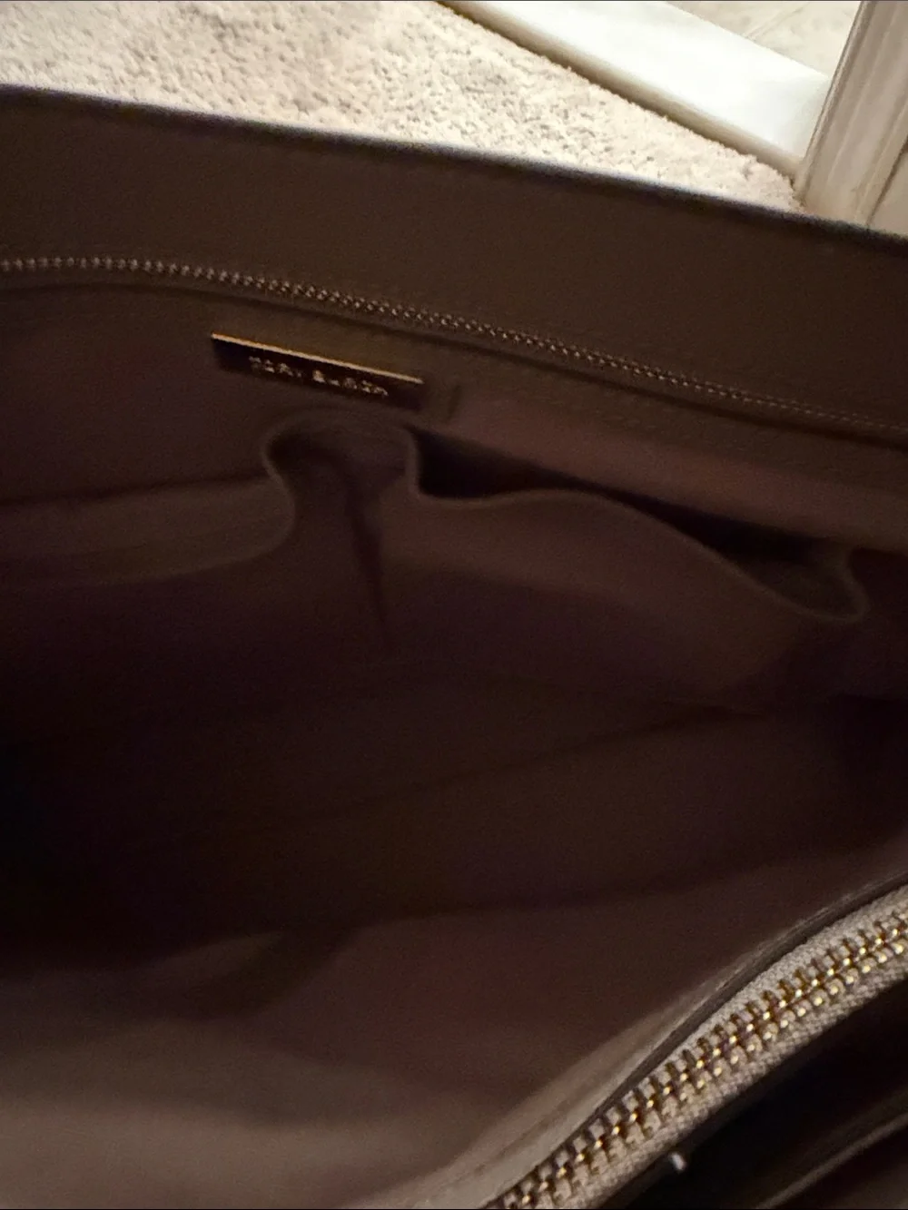 Tory Burch Taupe Brown Leather Tote with Gold Hardware